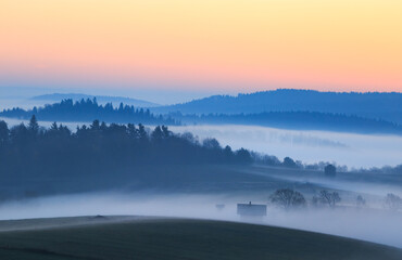 foggy morning in Bieszczady Mountains