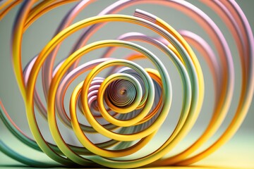 Fototapeta na wymiar Colorful spiral pattern made of multiple wires, closeup background. AI Generation