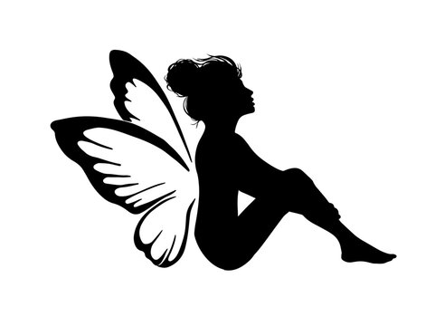 recommend clip art: Butterfly fairy silhouette. Vector illustration