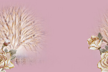 Watercolor flowers, roses, peonies, paisley·