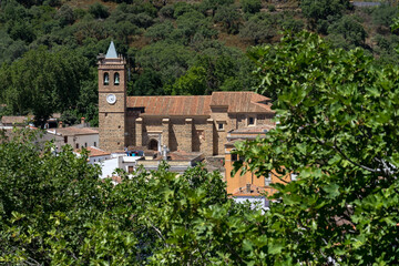 Beautiful church of San Martin in Almonaster La Real in Huelva province, Andalucia, Spain.