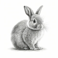 Drawing gray rabbit isolate on white background . generative AI