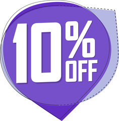 Sale 10% off, discount bubble banner. PNG illustration
