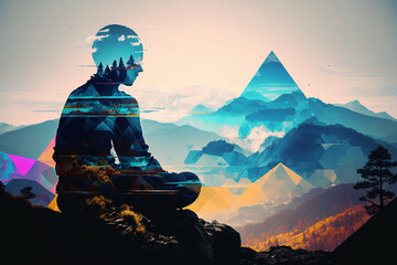 Virtual Mountain Meditation: Psychedelic Glitch in Simulation Reality - Generative Art