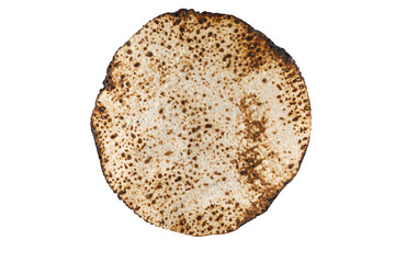 Matzah Shmurah. Jewish traditional Passover bread. Pesach celebration symbol. Closeup
