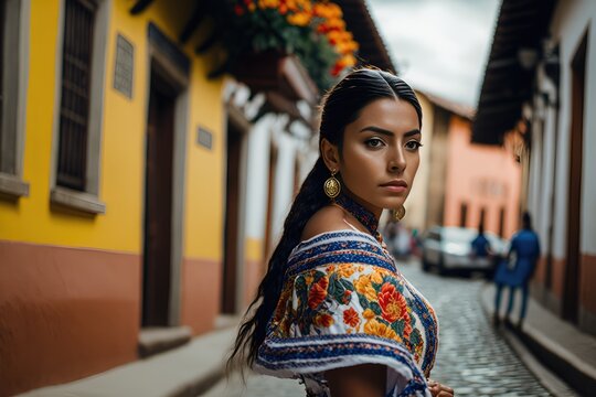 Premium Photo  Gorgeous colombian woman wearing a dress with flag