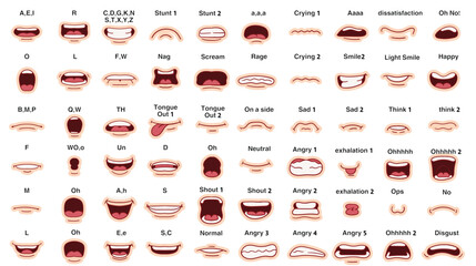 cartoon character talking mouth and lips expressions vector animations	
 - obrazy, fototapety, plakaty
