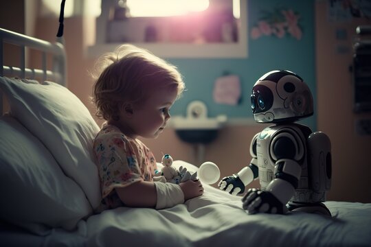 The future of patient care in a children's hospital with robots. Generative AI.