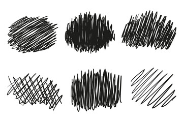 Hand drawn wavy lines on white. Stroke chaotic patterns. Black and white illustration. Sketchy elements