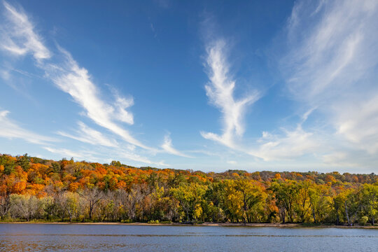 Beautiful fall colors along the Saint Croix River of Wisconsin and Minnesota