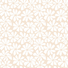 Groovy daisy flower seamless pattern. Cute hand drawn floral background.