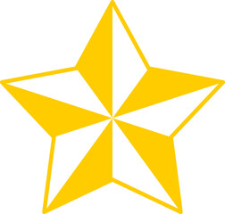 Single Isolated Fat Cute Shaded Golden Star Icon with 3D Effect. Vector Image.