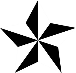 Single Isolated Shaded Black and White Star Icon with 3D Effect. Vector Image.