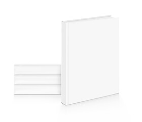 Blank cover book mockup set. Vector illustration isolated on white background. It can be used for promo, catalogs, brochures, magazines, etc. Ready for your design. EPS10.