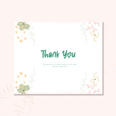 Modern minimal wedding thank you card design template