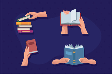 hands and text books icons