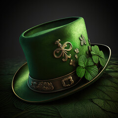 Saint Patrick's Day, decoration isolated for object and retouch design, clover shamrocks,  green hat, gold coins and clover leaves and traditional green beer