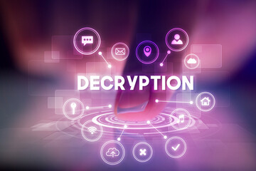 Finger touching tablet with web technology icons concept