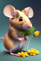 Mouse with a flower - generative ai