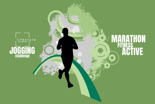 Active people. Running man. Man jogging to promote good health. Young fitness runner - vector illustration
