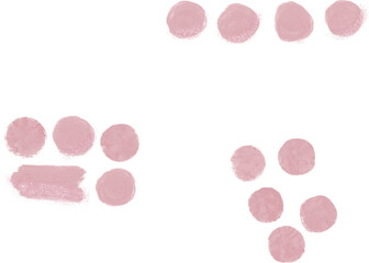 Pink, peach circle brush stroke and sptamp vector set. Grunge round shapes design art elements vector