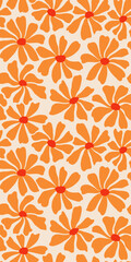 Groovy daisy flower seamless pattern. Cute hand drawn floral background.