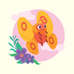 orange butterfly and flowers