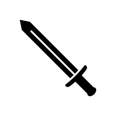Sword icon. Black silhouette. Front side view. Vector simple flat graphic illustration. Isolated object on a white background. Isolate.