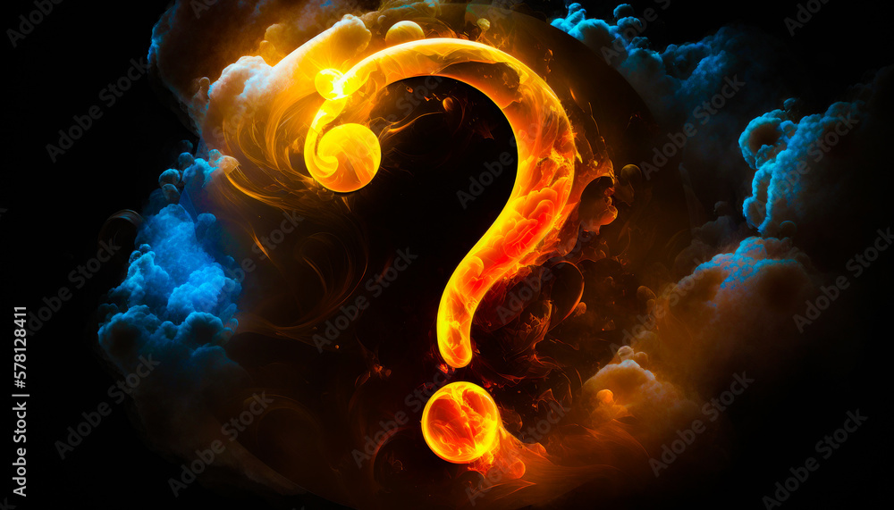Aufkleber question mark in the middle of clouds. generative ai.