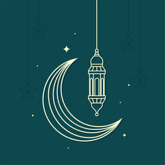 crescent moon with lantern