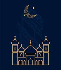 muslim mosque with crescent moon