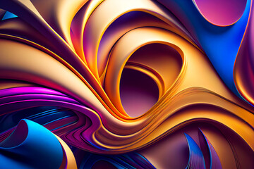 A Fusion of Curved Shapes and Colorful Lines  Generative AI