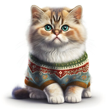 Kitten with sweater