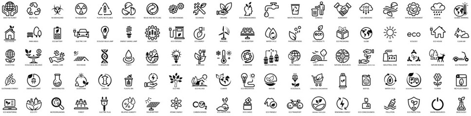 Fototapeta premium Set simple flat icon related of ecology