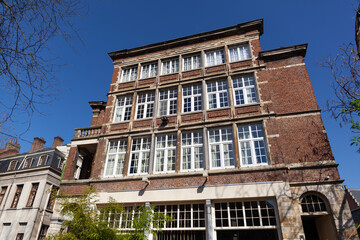 Facade of the Old mansion,  Ghent, Belgium.