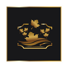 Golden maple leaf template simple design vector.