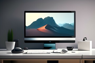 Photo of desktop computer - generative ai