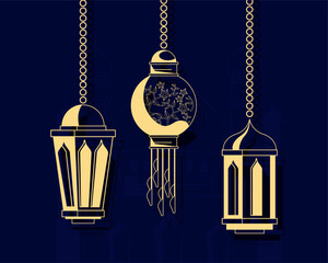 golden arabic lamps hanging
