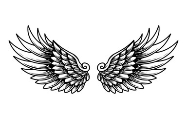 Obraz premium Vector angel wings tattoo design
