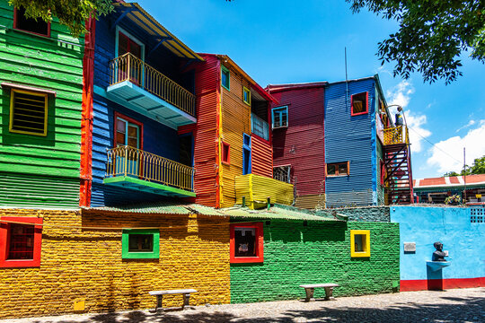 Colorful buildings in Caminito street in La Boca at Buenos Aires, Argentina.