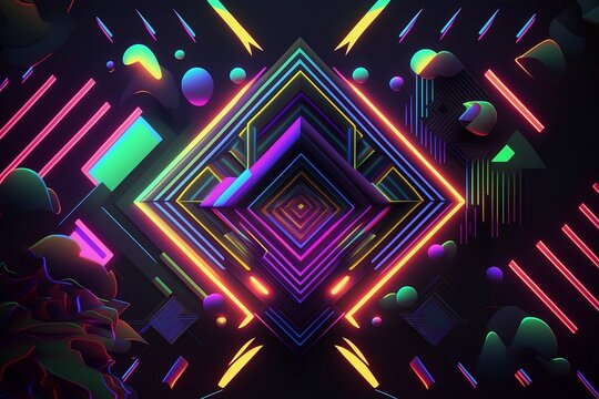 Abstraktes Kunstwerk Neon Bunt
