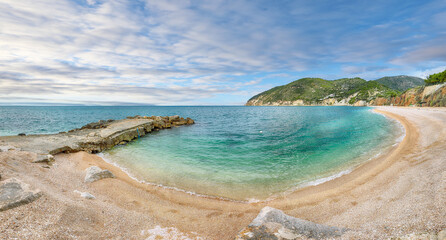 Scenis view on Vignanotica beach on the coast of Gargano National park