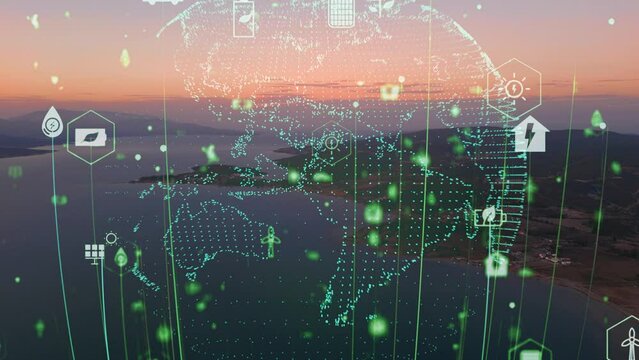 Future environmental conservation and sustainable ESG modernization development by using technology of renewable resources to reduce pollution and carbon emission . High quality 4k footage