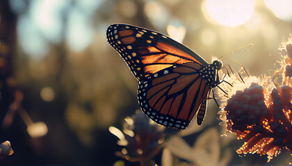 Fototapeta na wymiar One Monarch Butterfly