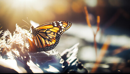 Fototapeta na wymiar One Monarch Butterfly