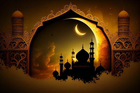 Ramadan  Festive Celebrations.  Ramazan Holy Prayers. Generative AI