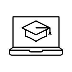 E-learning icon. Digital course, distant education concept. Pictogram isolated on white background.