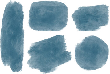 Set of different grunge blue, ink paint brush strokes. Artistic design elements, grungy background vector illustration