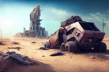 Abandoned Cityscape in the Aftermath of Disaster. A Wasteland of Rubble and Ruins. Generative AI