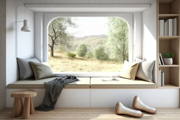 Fototapeta premium Luxurious Journey to Comfort: AI-Generated 3D Render of a Modern Home Interior